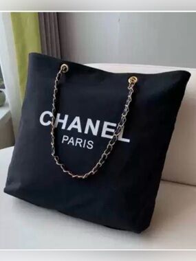 NIP Novelty Canvas Chain Tote Bag Black & Gold GWP